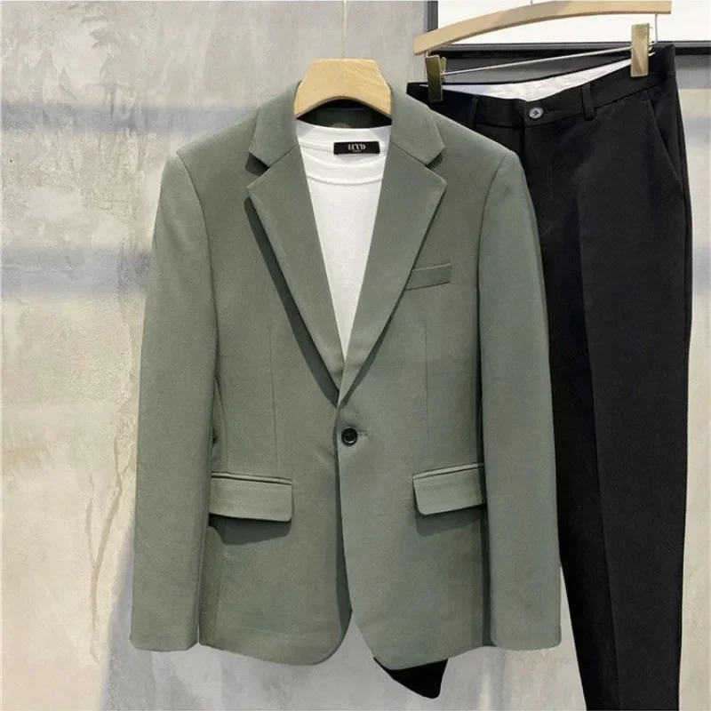 남성용 비즈니스 수트 및 블레이저 그레이 재킷, 크롭 원피스 재킷 코트, 짧은 심플 브레스트 패션, 2024 유행