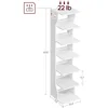7 Tier Vertical Shoe Rack, Narrow Shoe Storage Organizer with Hooks, Slim Wooden Corner Shoe Tower Rack, Robust and Durable 3