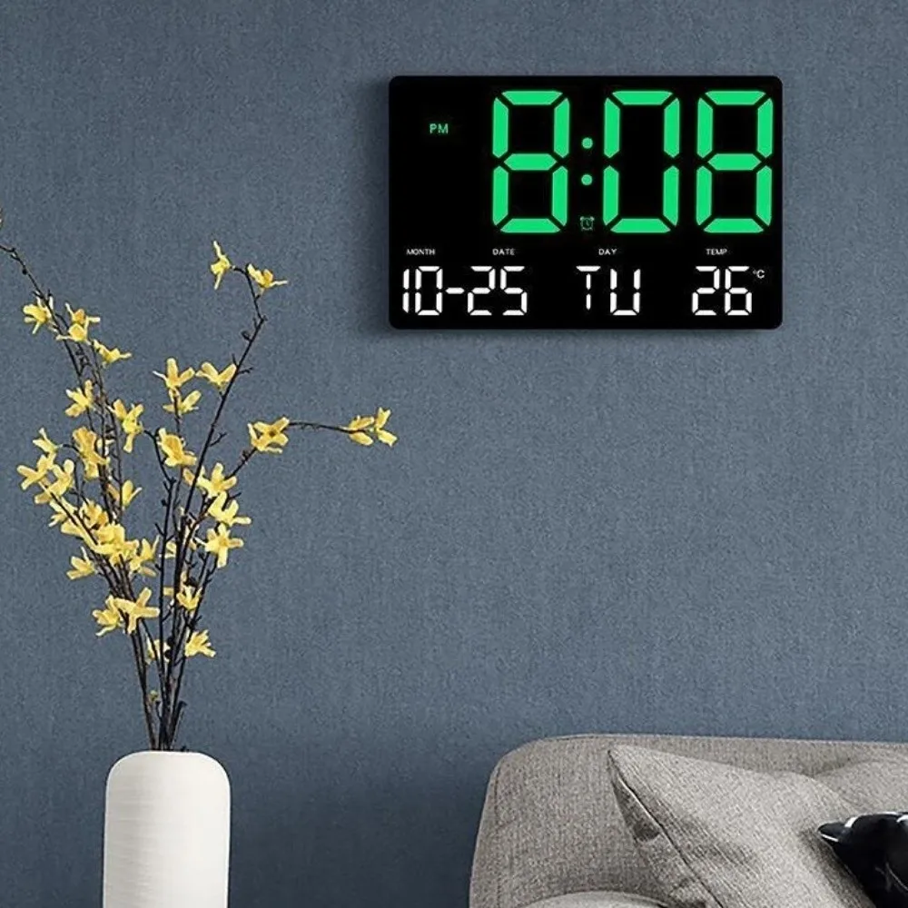 Large Screen Display LED Digital Wall Clock Date Display Temperature Display Digital Alarm Clock Remote Control