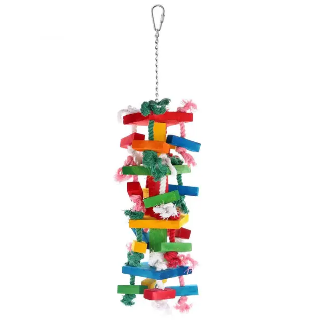 Toy Bird Large and Medium-Sized Macaw Nibbling Toy Wooden Color Toy Birds Supplies Parrot Swing 6