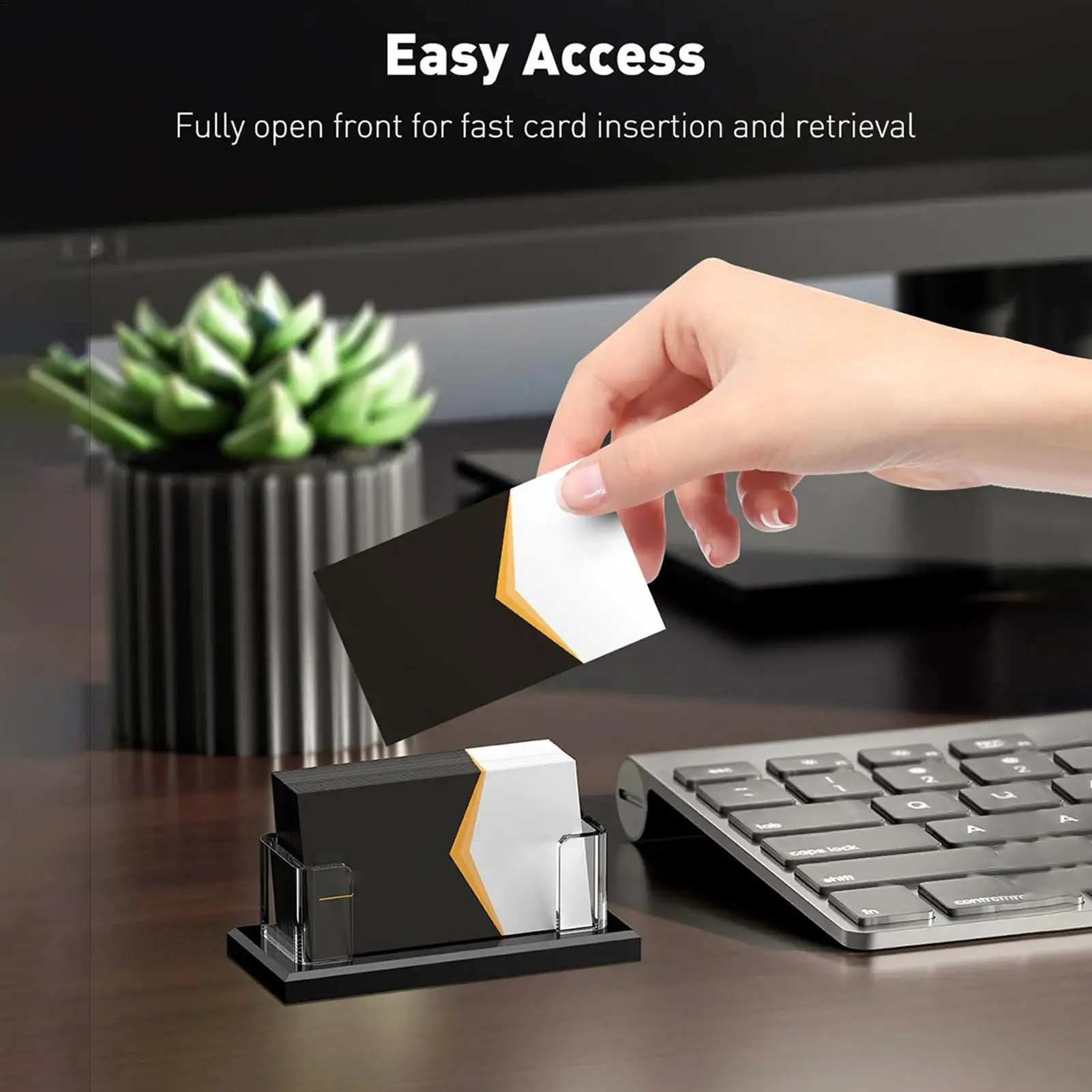 Business Card Stand Name Cards Display Holder Clear Acrylic Storage For Trade Shows Meeting Job Fairs Home Industry Seminars