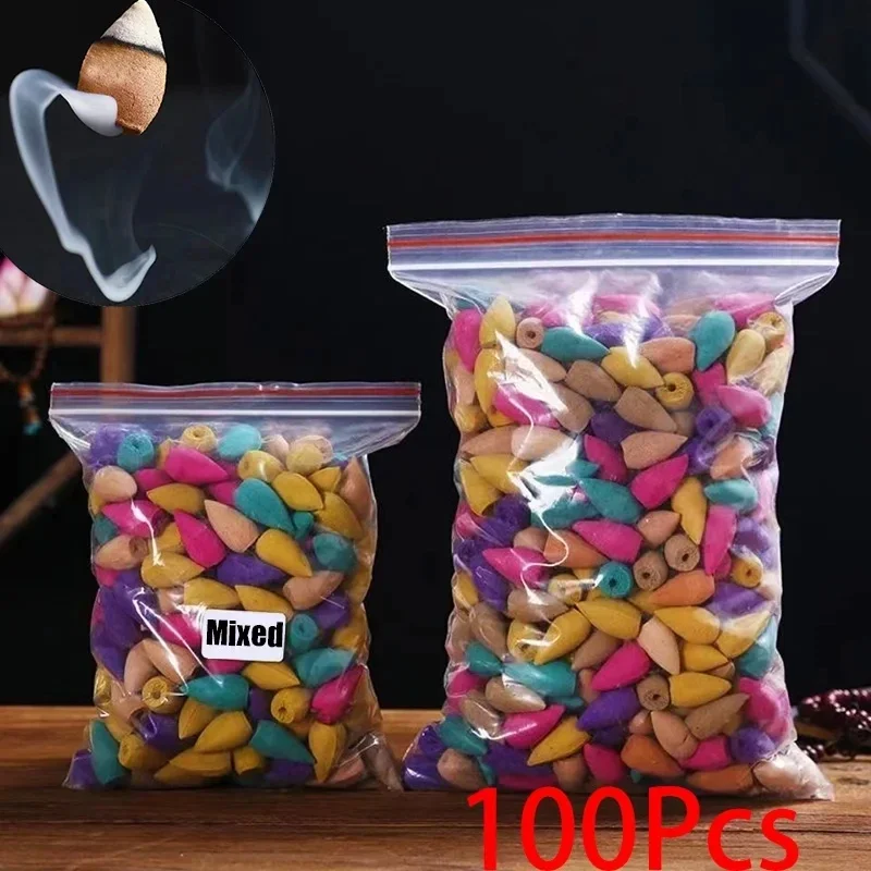 

100 Pcs Natural Incense Mixed Waterfall Smoke Backflow Cone Incense Aromatherapy Suitable for Tea Room Yoga Room Meditation