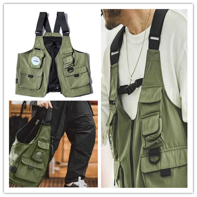 Veste de pêche fonctionnelle poches multiples - Style loose japonais - Veste suspendue été travail extérieur
