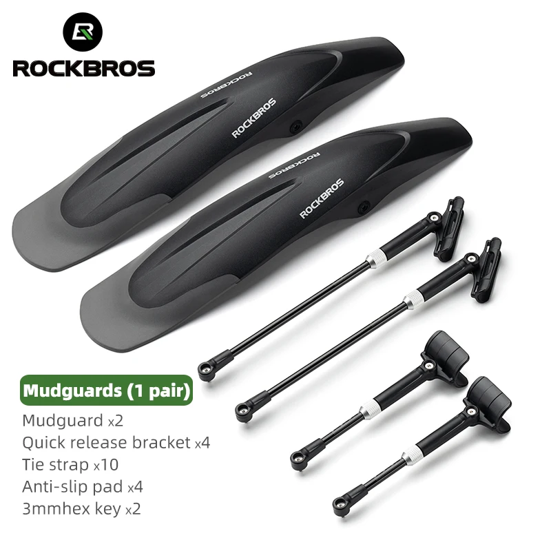 ROCKBROS Parafanghi Per Bici Da Corsa 27,5" – Set Anteriore E Posteriore, Sgancio Rapido E Angolo Regolabile, Leggero In PP