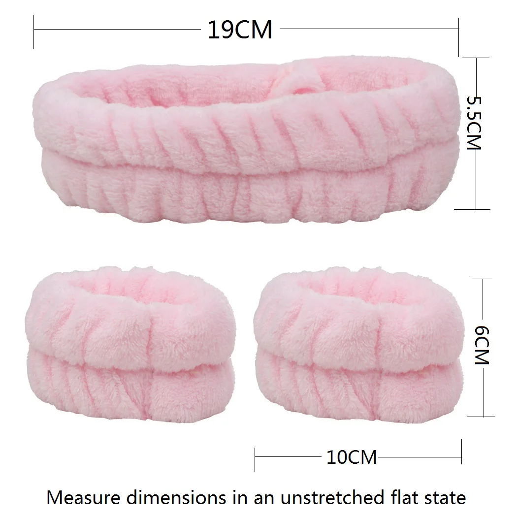 Samtweiches, elastisches Stirnband, Gesichtswasch- und Make-up-Stirnband, Haargummi, Gesichtswasch-Set, wasserdichtes Handgelenkschlaufe und Heanband-Set – Detail 2