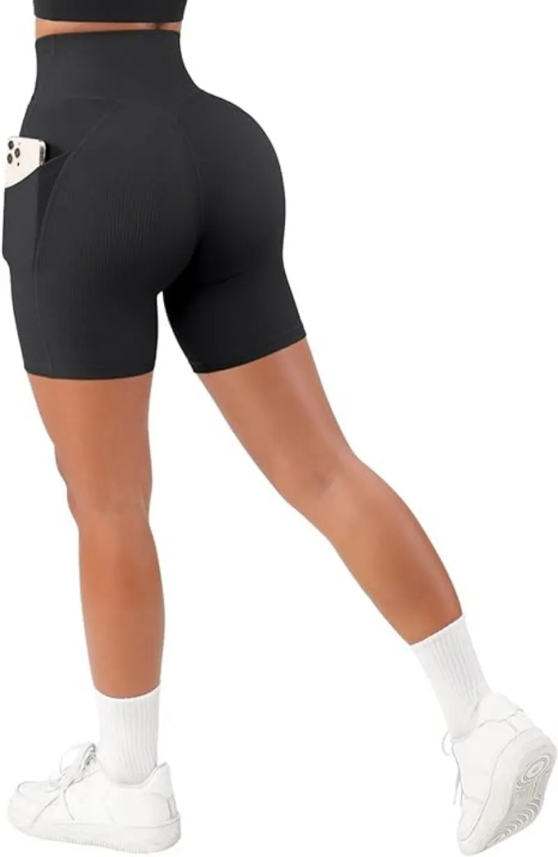 Sports Shorts Sports Short Women Cross Workout Yoga Shorts with Pockets 5" High Waist Booty Biker Short
