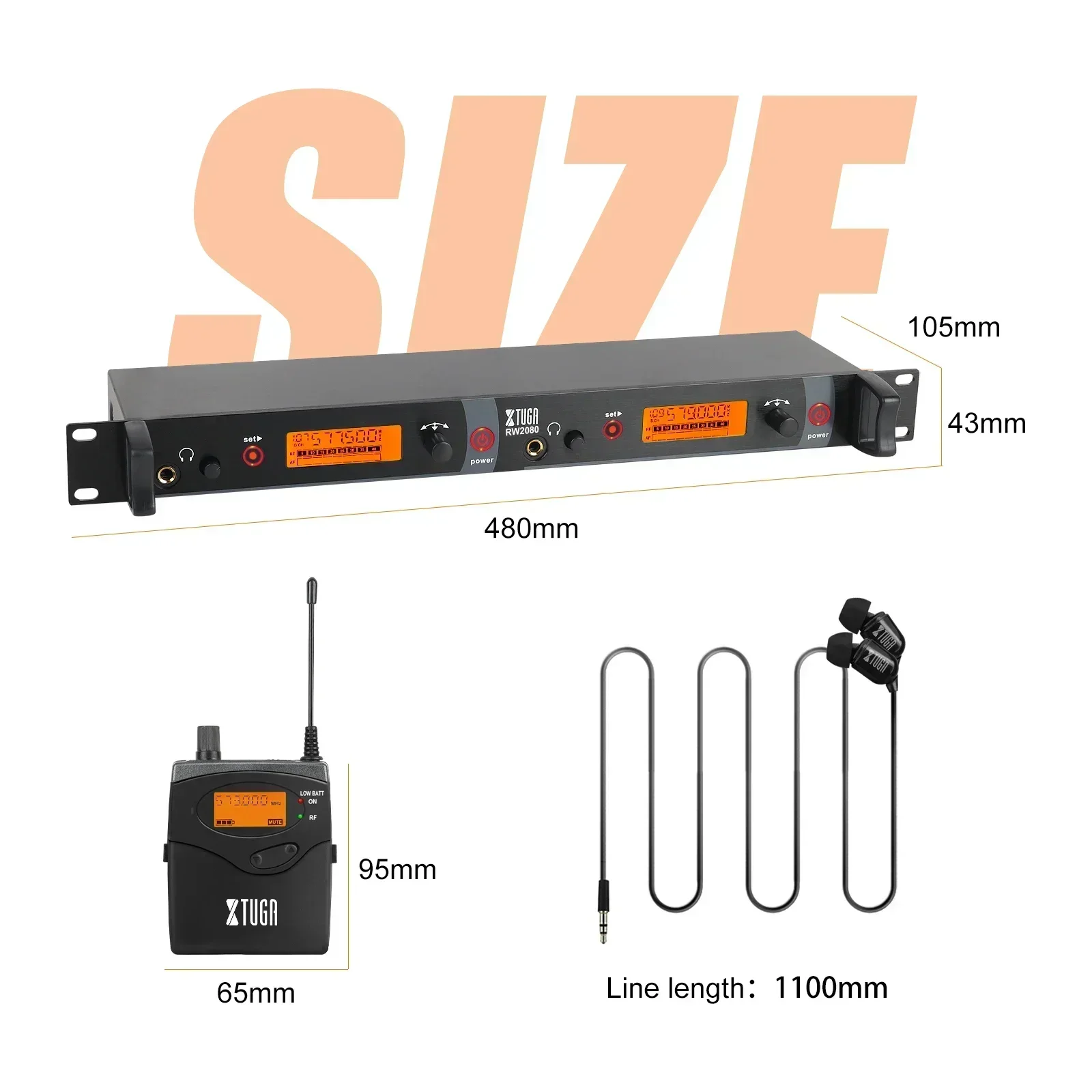 XTUGA RW2080 Professional Wireless In Ear Monitoring System Dual Channnels Transmitter For Stage Performances And Small Concerts