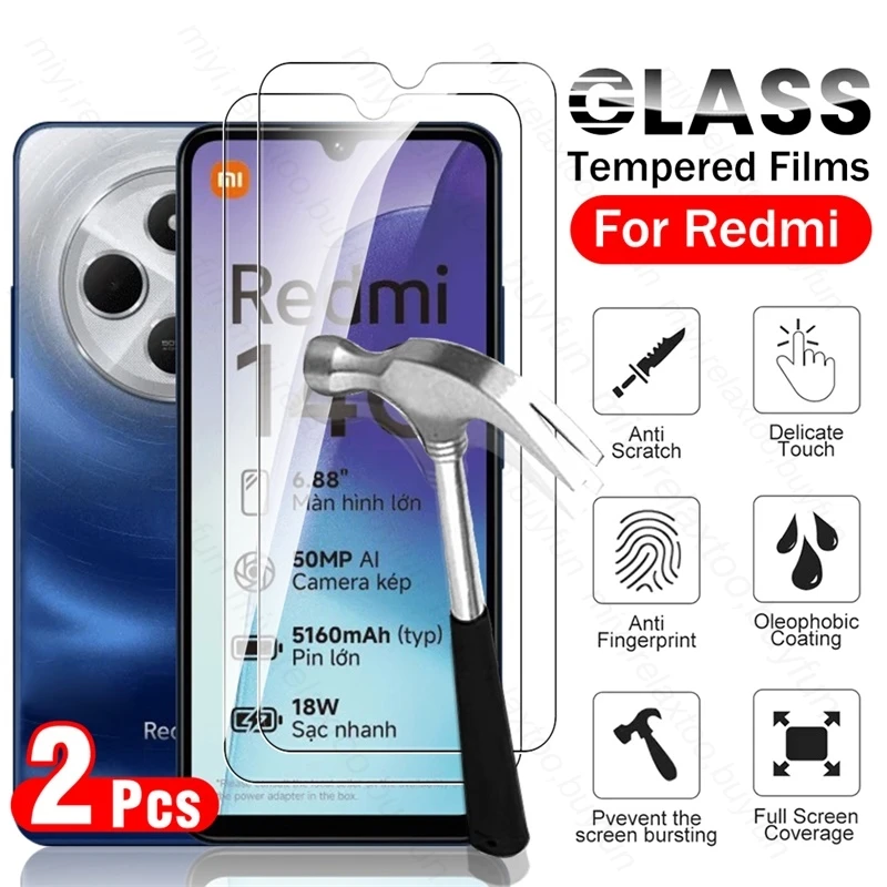 Protection écran Verre Trempé 9H Pour Xiaomi Redmi 15C 4G - 2 Films écran + 2 Protections Caméra Arrière - Anti-rayures - 8