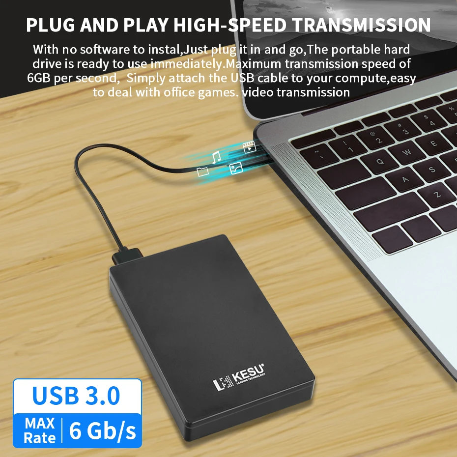 Kesu Hdd 2.5 Disco Rígido Externo Portátil 320gb 500gb 750gb 1tb Usb3.0 Armazenamento Compatível para pc Mac Desktop Macbook - Imagem 3