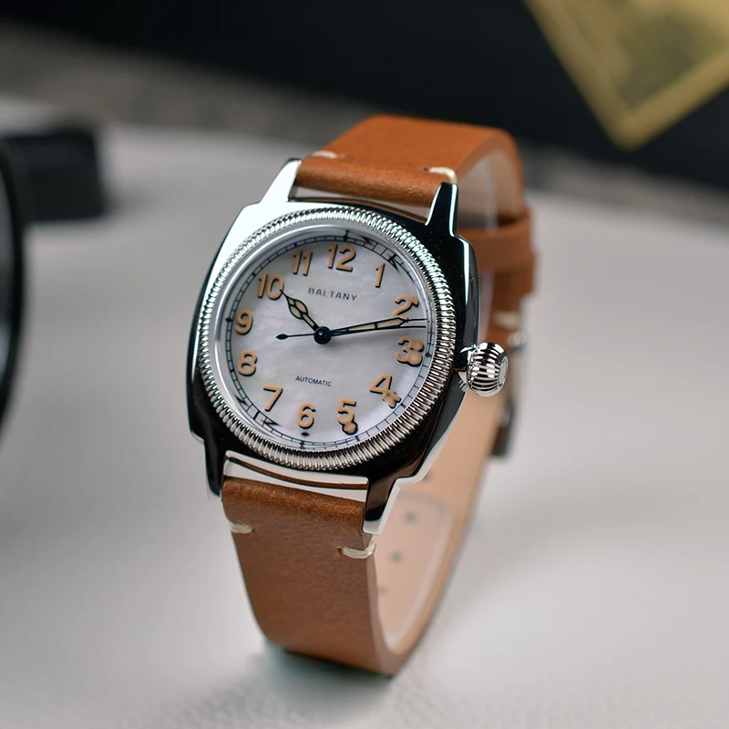 Ballany Dress Watch Tribute 1926S Mop Dial 9039 Move Hand-Made Old Cassa In Acciaio Inossidabile Orologio Da Polso Vintage Luminoso Retrò