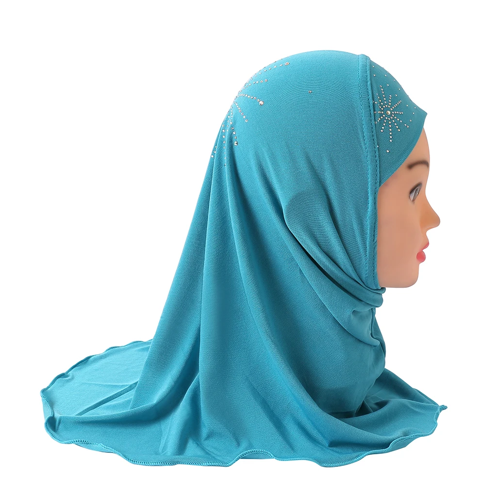 H042 small girl hijab with stones scarf hats caps can fit 2-6 years old girls muslim headscarf Children Scarf Muslim Hijab
