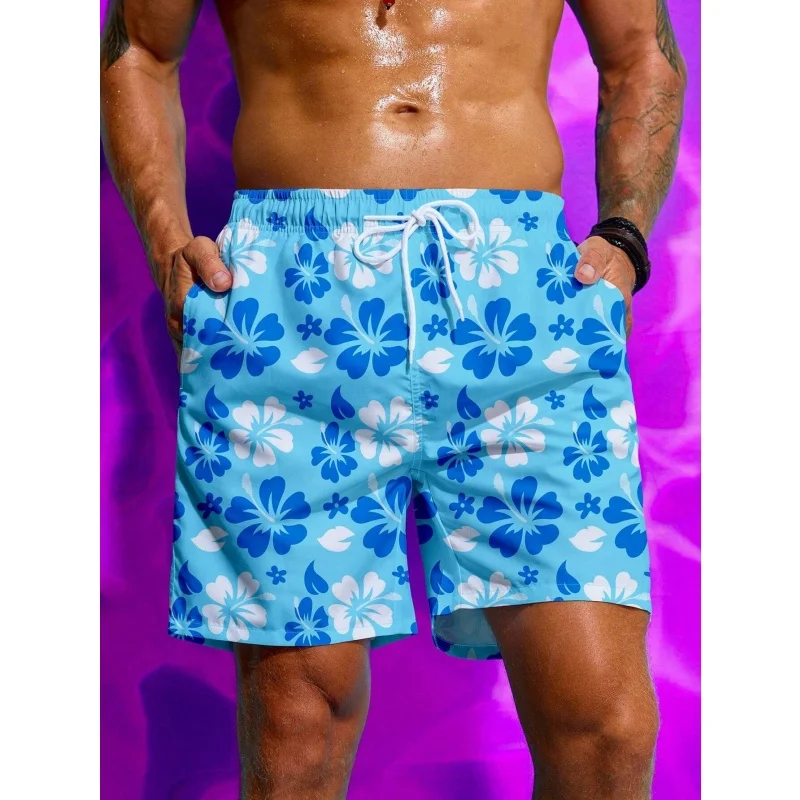 Colorful Flower Graphic Swim Trunks For Men Gradient 3D Print Beach Shorts Summer Casual Quick Dry Sport Loose Surf Short Pants swim trunks