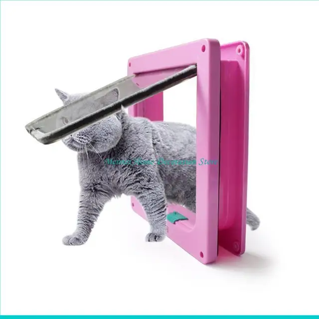 H7BF Pet Dogs Door Sliding Cats Door Automatic Flap Lockable Door for Existing Wall Door for Small Dogs 4