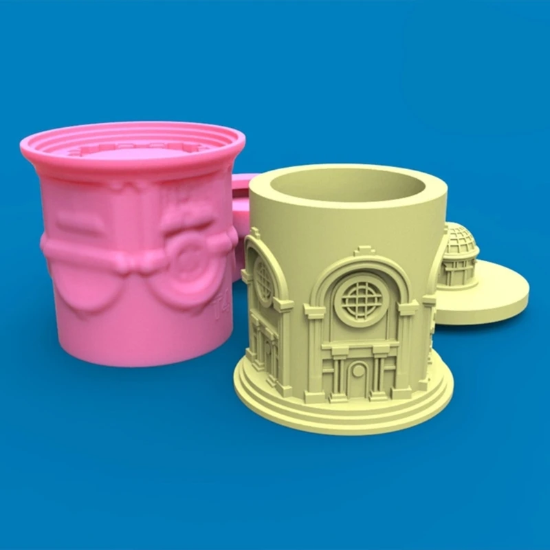 Building Storage Jars Mold Concrete Casting Silicone Mold DIY Crafts Ornament Tool for DIY Flower Pot, Holder
