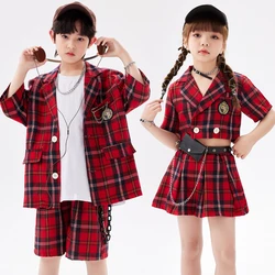 Kids K-pop Stage Outfit Girls Boys Hip Hop Clothing Jazz Dance Costume Dance Clothes Child Performance Street Dance Wear SL9076