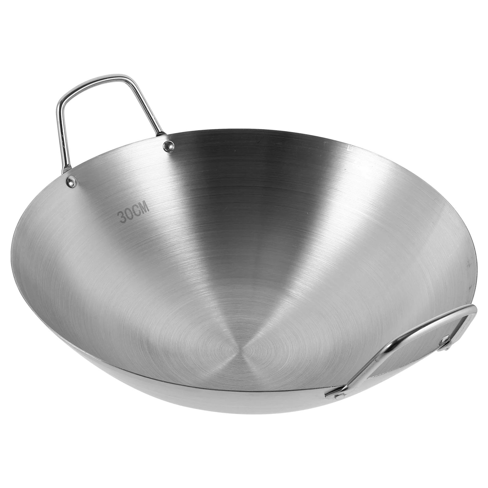 

Stainless Steel Wok Griddle Kitchen Non-stick Pot Multi-functional Camping Supply Gadget Frying with Handle Two Household