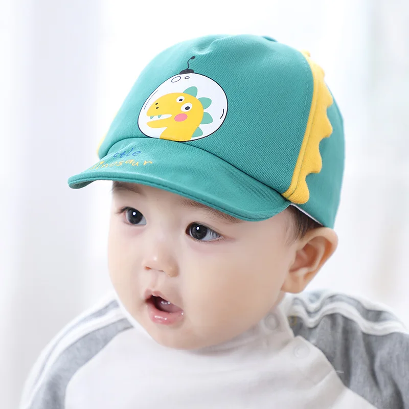 Cartoon Dinosaur czapka z daszkiem wiosna lato Baby Boy's Hat Bonnet Outdoor Beach regulowana bejsbolówka dla dzieci czapka przeciwsłoneczna 2-4Y