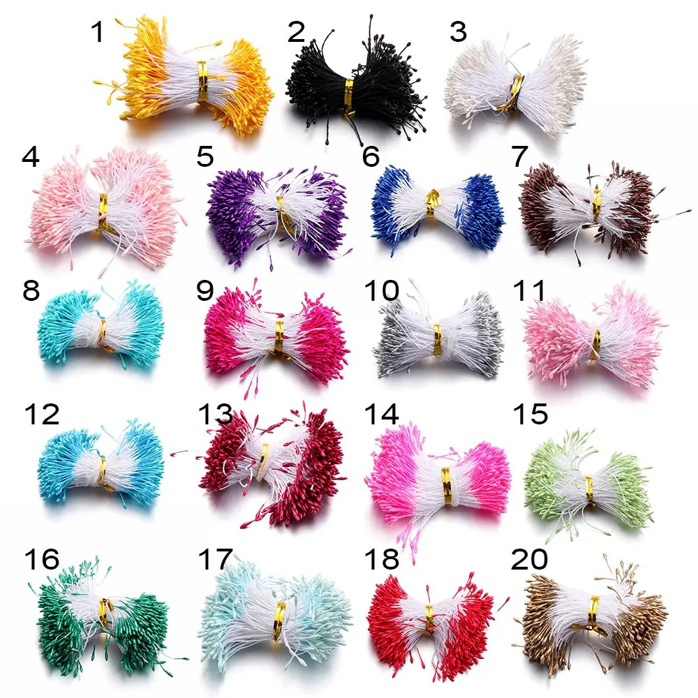 Artificial Flowers 400pcs Mini Flower Needlework Double Heads Hand-made DIY Floral Craft Flower Stamen Artificial Pearl Pistil