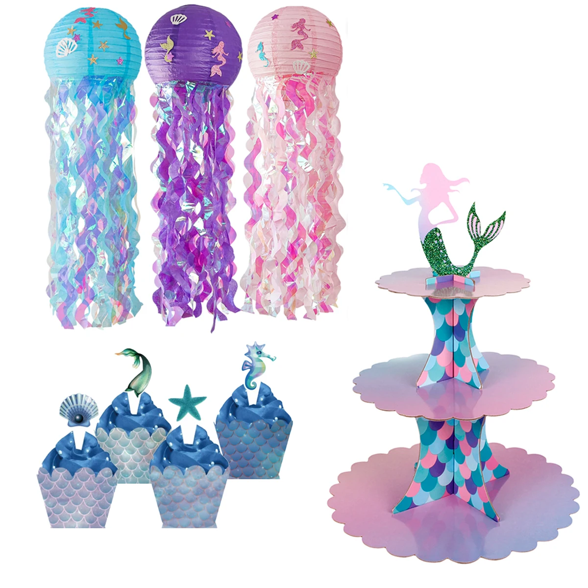 Mermaid Jellyfish Paper Lantern plate cup banner Little Mermaid