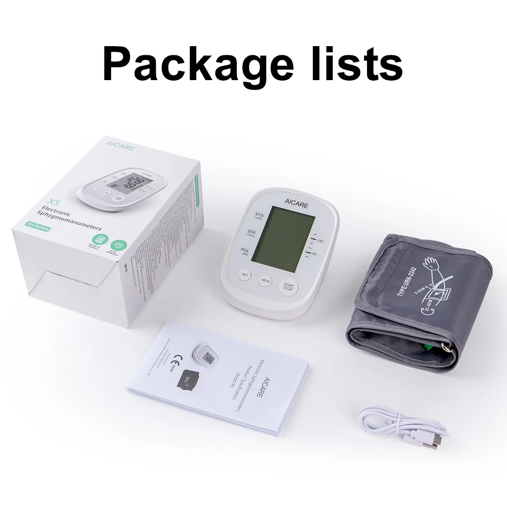 AICARE Blood Pressure Monitor Upper Arm Automatic Tonometer Digital Blood Pressure Meter BP Medical Sphygmomanometer Pulse 6