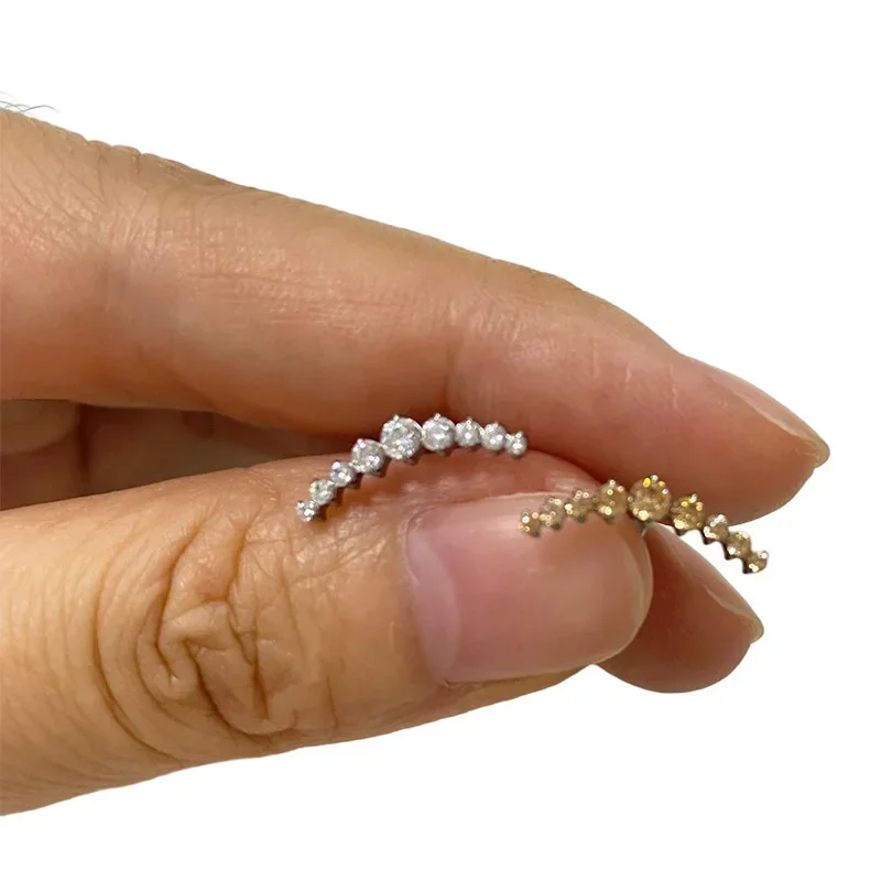 G23 Titanium EAR PIERC Internally Thread 9 Prong CZ Pave Top Ear Rings Cartilage Tragus Earrings Lip Stud Helix Piercing Jewelry piercing jewelry,body piercing earrings,ear piercing jewelry,metal jewelry,body piercing jewelry,body jewelry