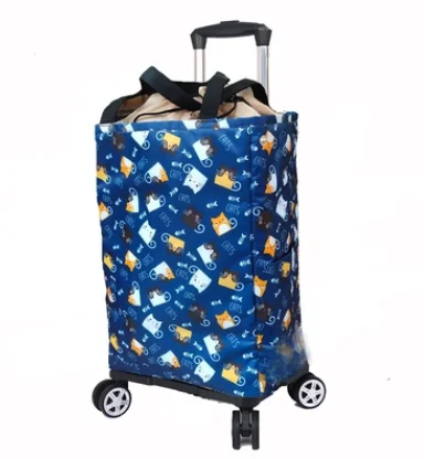 Women Rolling Shopping bag Wheels Grocery Wheeled Bag Short Trip Travel Trolley Bag Travel Tin Foil Picnic
