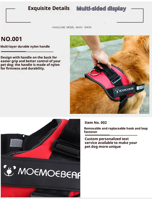 K9 Tactical Dog Harness and Leash Anti-Pull for Golden Retriever Pomeranian Adjustable Pet Walking Rope for Large Dogs 4