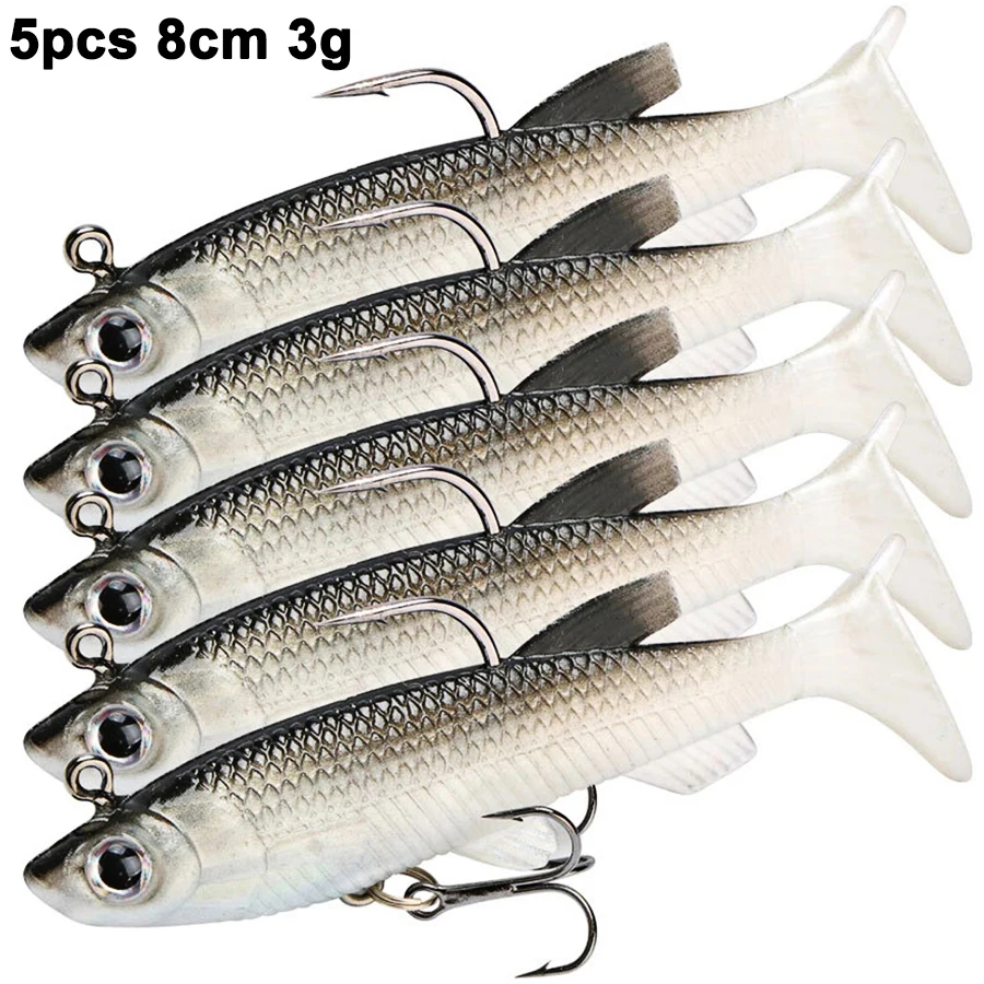 8cm13g Lead Soft Fishing Lure Luya T tail Wobblers Swimbait