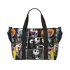 Custom Jack And Sally Collage Beach Tote Bag for  Extra Large Gym Carry On The Nightmare Before Christmas Travel Shopping Bags 1