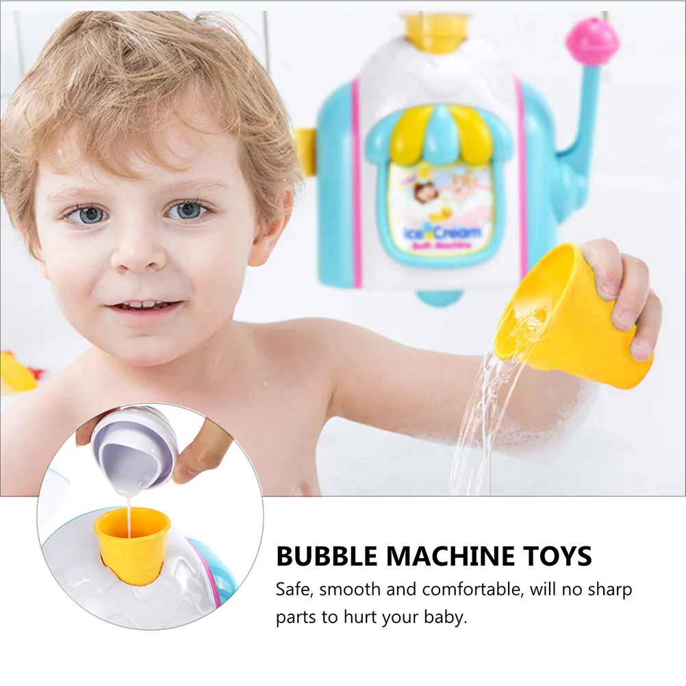 Children'S Bathroom Water Toy Ice Cream Handmade Baby Bath Tub Ice Cream Bubble Toy Bathing Toys Kids Plaything Blower 2