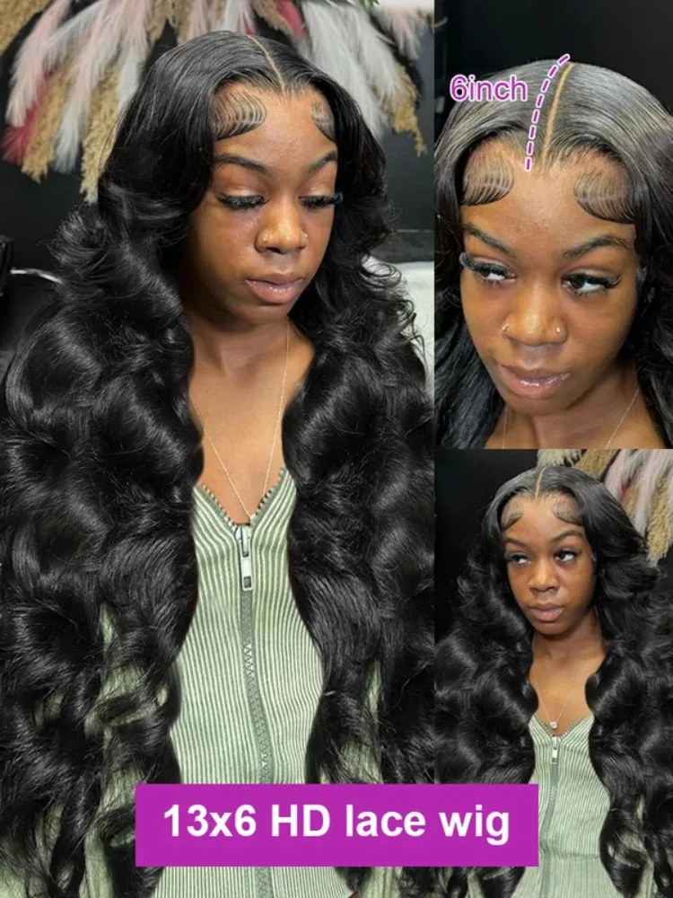 Body Wave 13x6 360 Hd Lace Front Human Hair Wig Brazilian 30 40 46Inch Loose Water Wave Glueless Lace Frontal Wig For Women 250%