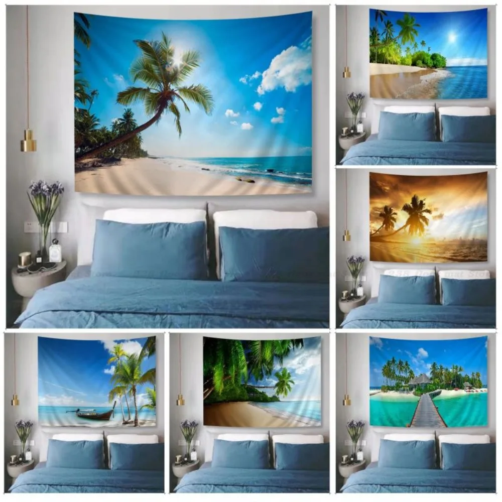 

Beach Anime Tapestry Hanging Tarot Hippie Wall Rugs Dorm Wall Hanging Sheets