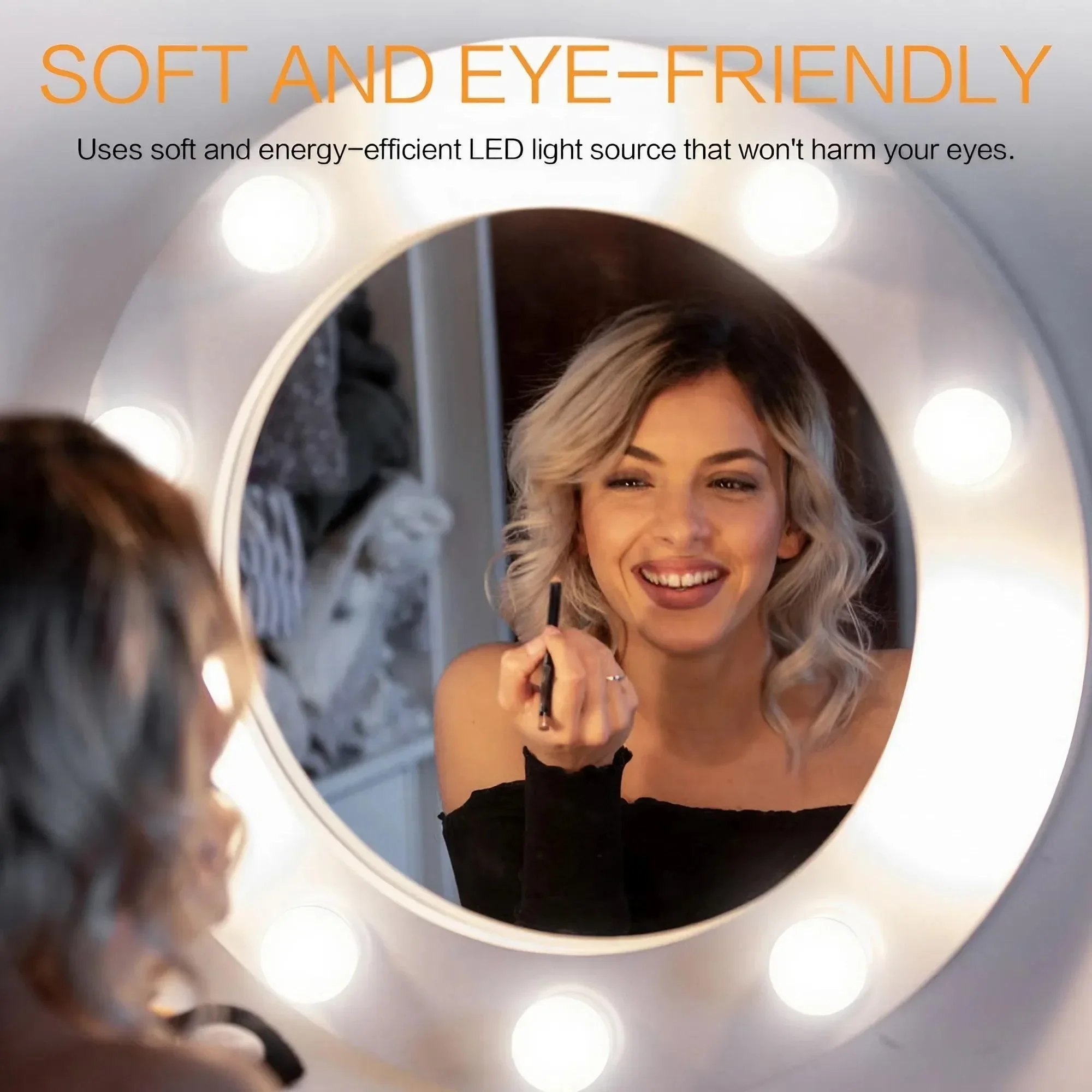 STONEGO USB Touch LED Makeup Mirror With Suction Cup Multi-functional Light For Dressers Bathrooms Closets & More