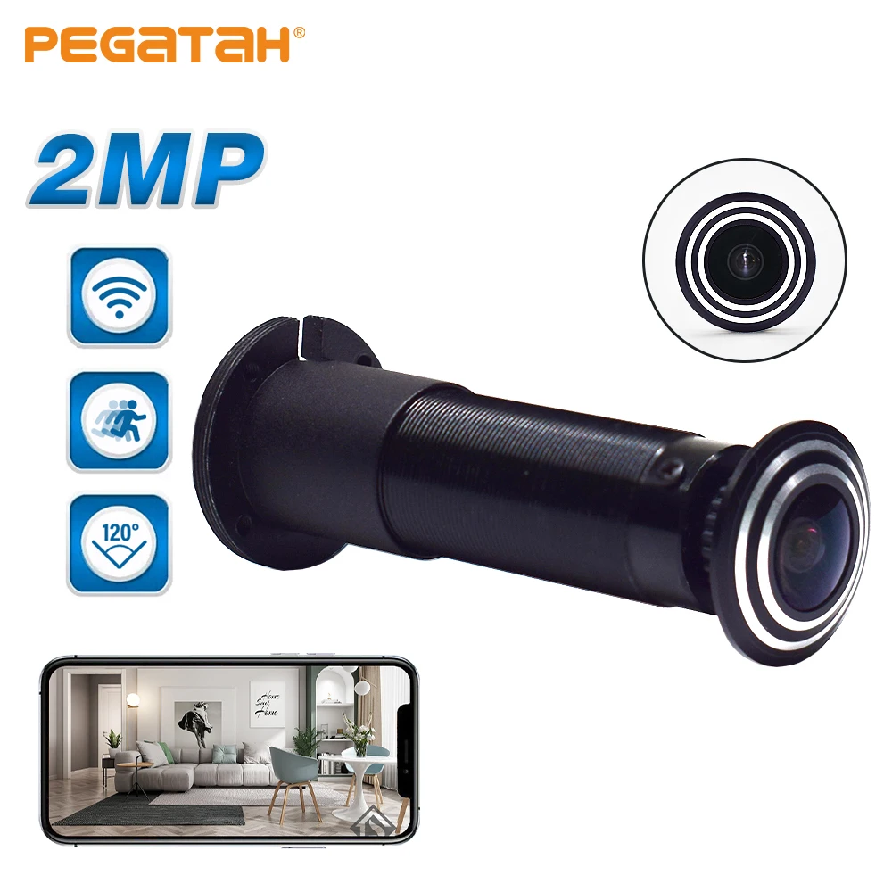 

PEGATAH Door Eye Hole Security 1080P HD 1.7mm Lens Wide Angle FishEye CCTV Network Mini Peephole Door Wifi Camera P2P ONVIF