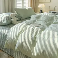 Ensemble de housse de couette rose, classique, à carreaux, double, Queen Size, pour filles et garçons, drap plat, taie d'oreiller, sans remplissage, doux, décoration de maison, ensemble de literie 5