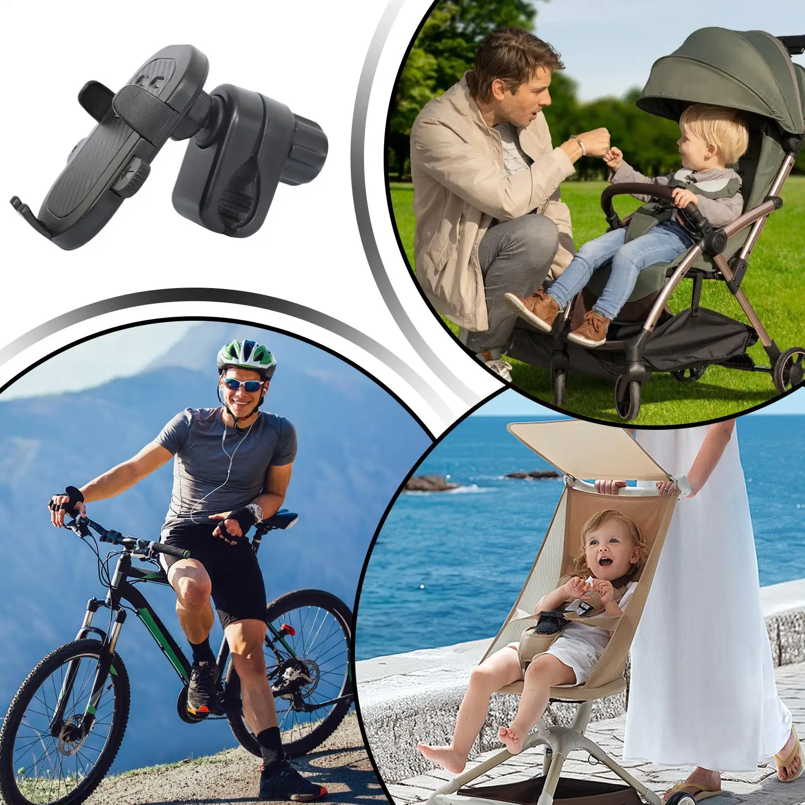 Electric Scooter Phone Holder Electric Scooter Stroller Phone Clamp Smartphone Push Cart Handlebar Rack For Work Exercise Bikes