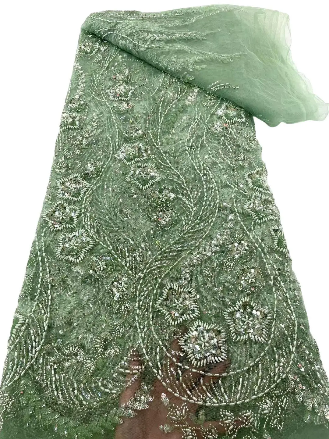 

5Yards Latest Luxury Best Quality Elegant Soft Tulle Lace With Nice Stones Fabric for Wedding Party Dress NN8198_Z