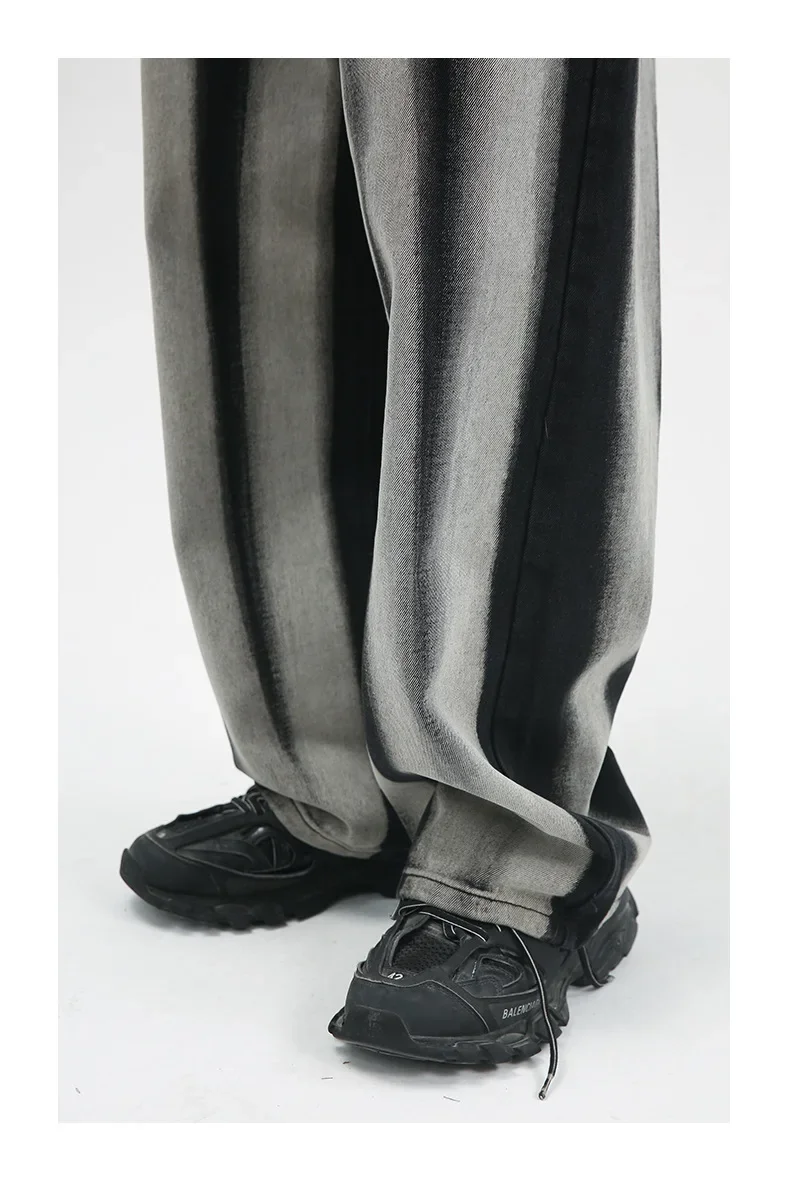 Men's Baggy Wide Leg Jeans Unisex Vintage Washed Blue Denim Trousers High Waist Loose  Straight Male Pants Harajuku Streetwear