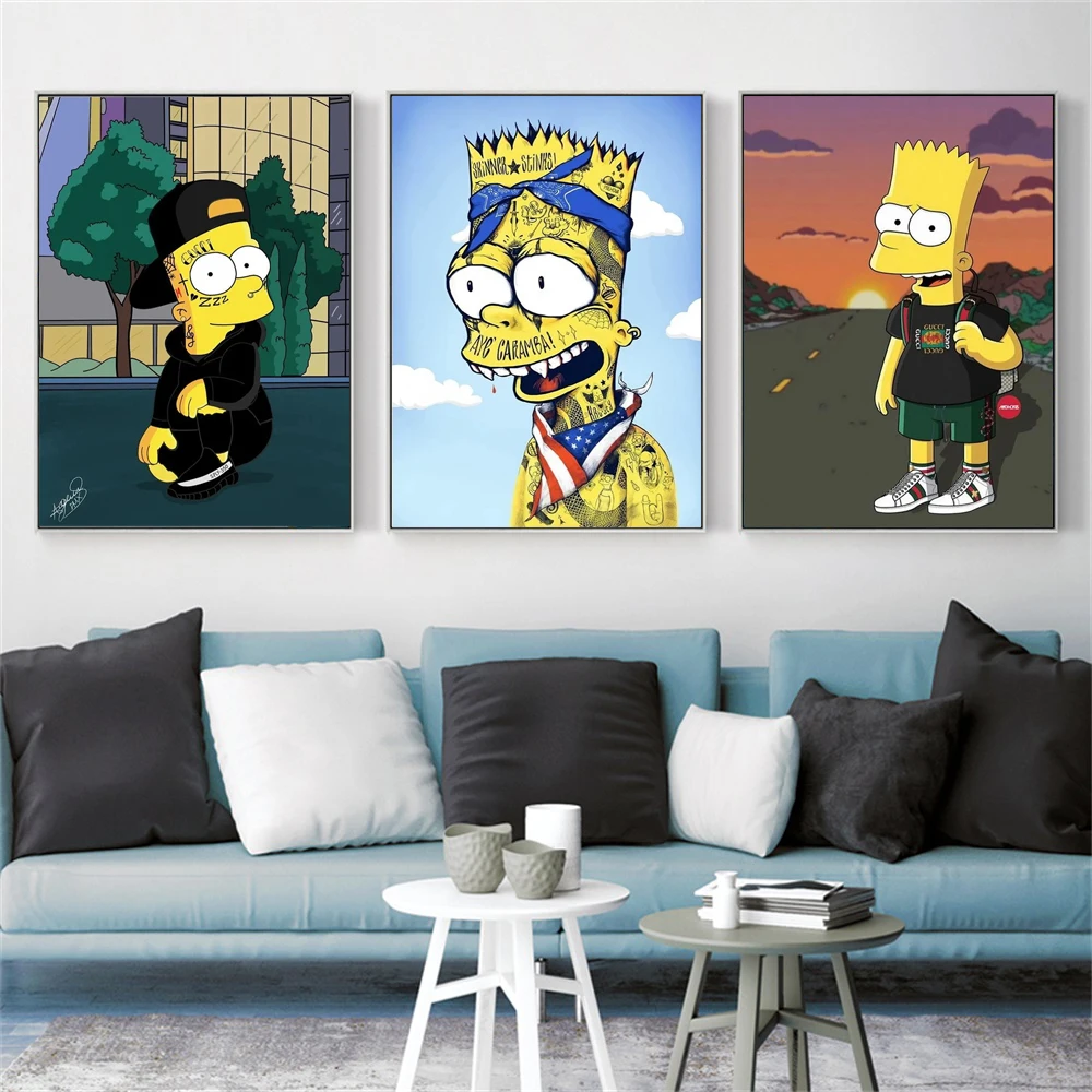 Disney Classial Animation The Simpsons Barn Poster Simpsons Bart Wall Art Canvas Painting Prints For Living Room Home Decor