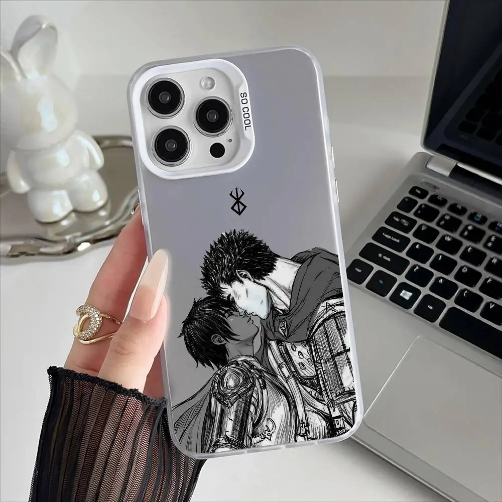 Berserk Anime Electroplated Silver Button Phone Case
