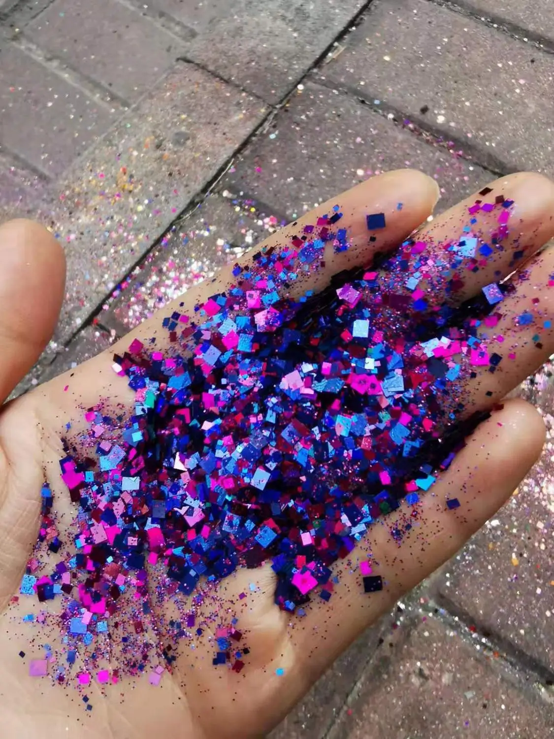 

50G Square Shape-Mix Flakes Glitter For Nail Art Decorations,3D 12Colors Nail Tips Patch Purple Sequins Gliiter For Girls/Party