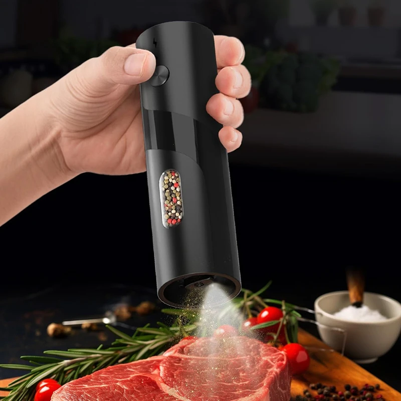 Electric Rechargeable Salt And Pepper Grinder Set Top-Refill Automatic Pepper Mill Grinder With Charging Base