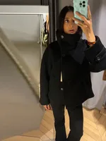 رشاقته فو سترات من الفرو النساء عالية الرقبة واحدة الصدر طويلة الأكمام معاطف الإناث 2025 الشتاء موضة الدافئة الصلبة أبلى 1