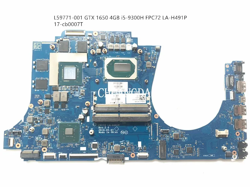 

FOR OMEN FOR HP Laptop 17-cb0007T Laptop Motherboard L59771-601 L59771-501 L59771-001 GTX 1650 4GB i5-9300H FPC72 LA-H491P