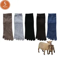 1/5 Pairs Winter Men Five Finger Socks Short Harajuku Wool Solid Business Anti-Bacterial Breathable Warm Socks With Toes Brand