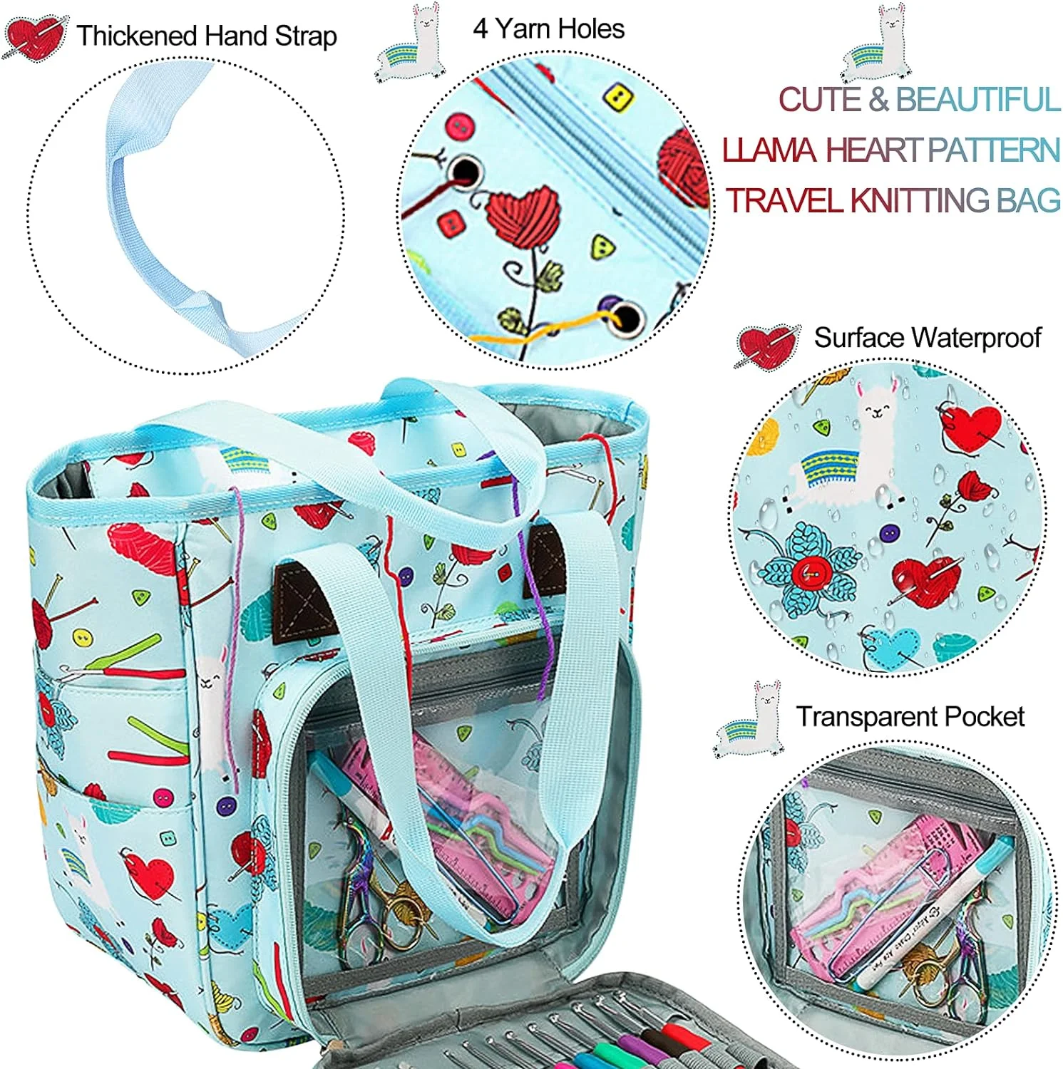 Oxford Knitting Storage Bag Multi-Functional Dustproof Yarn Organizer for Hooks & Craft Supplies