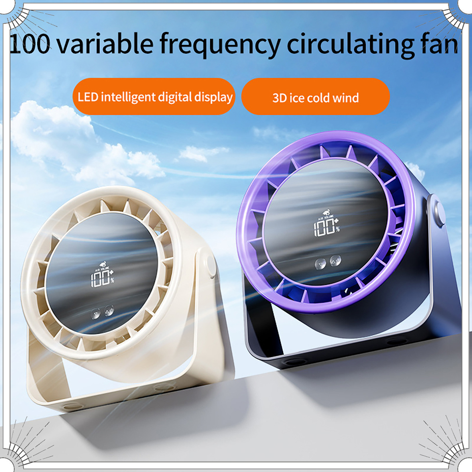 USB Charging Fan Electric Desktop Small Fan 2400mAh Silent Wall Mounted Air Circulating Fan Home Cooling Ventilator Fan