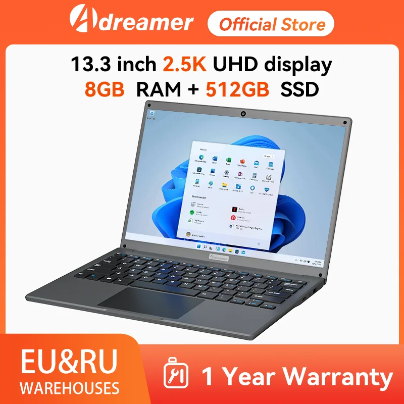 Adreamer-LeoBook 13 Windows 10 Notebook Laptop, Notebooks Escola Office, Intel Celeron N4020, 8G, 1T SSD, PC WiFi para Estudantes