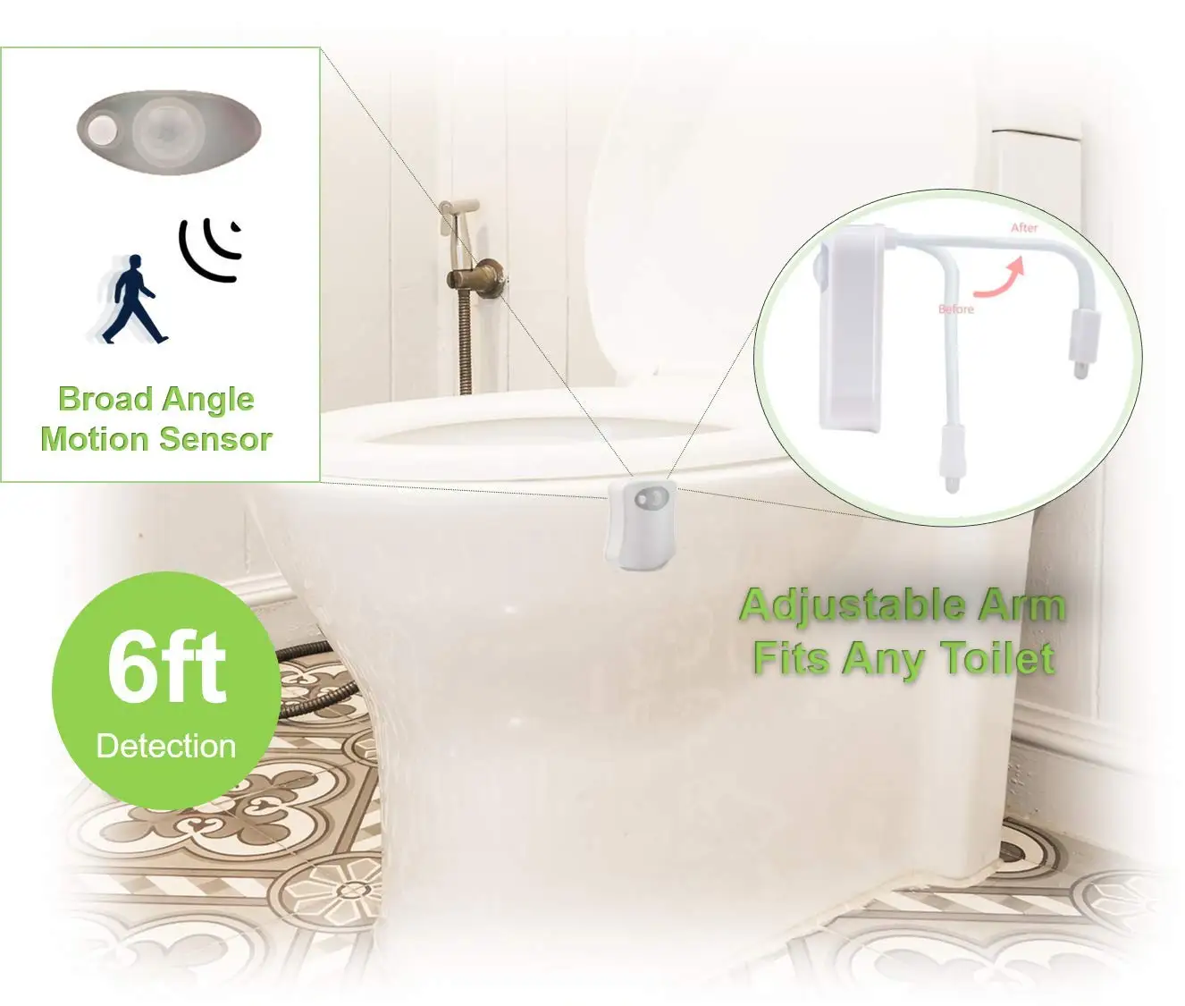 Smart PIR Motion Sensor Toilet Seat Night Light 8 Colors Waterproof  Backlight Sa