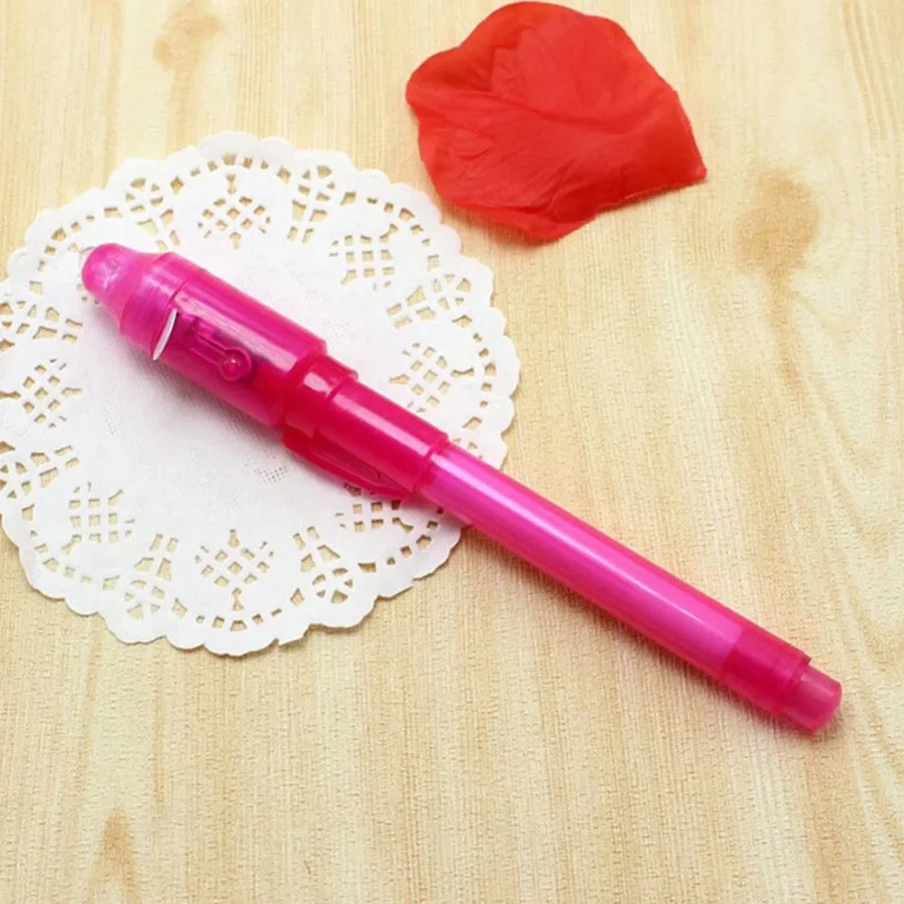 Magic 2 In 1 Highlighter Invisible Ink Pen Marker UV Lights Ultra Violet Mini Flashlight Combo Stationery Penlight with Battery highlighter pen marker pen highlighter marker invisible ink pen magic pen